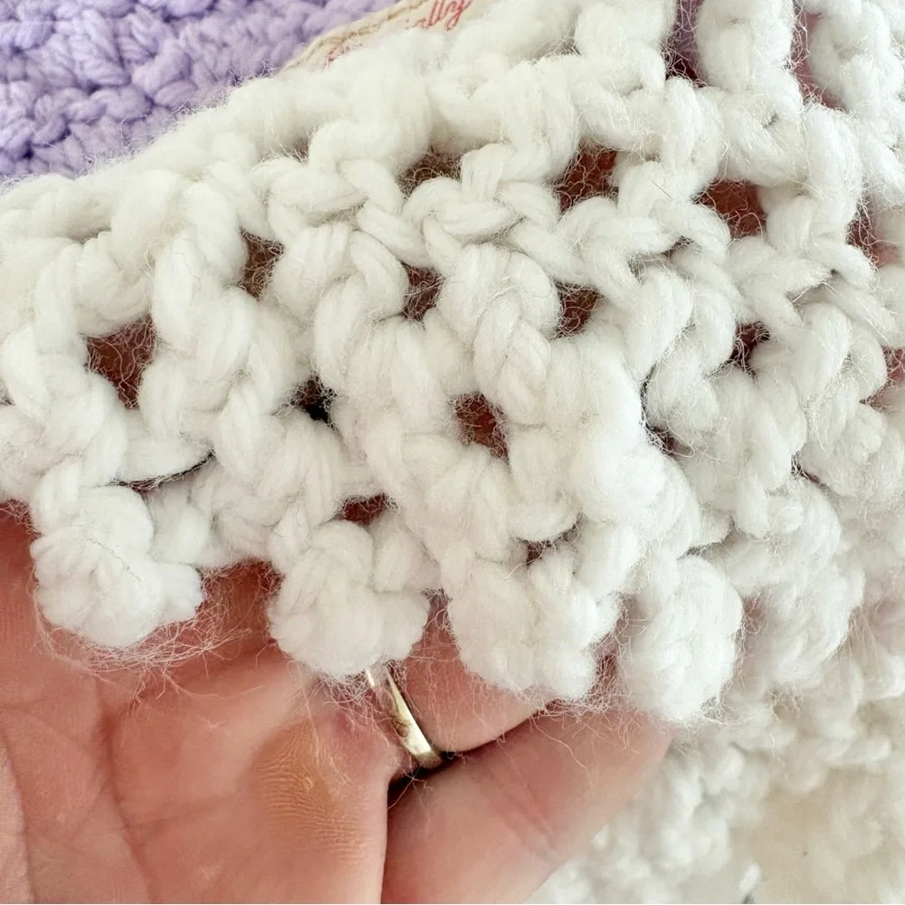 Vintage Handmade Granny‎ Square Crocheted Baby Blanket